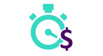Icon showing a stopwatch and a dollar sign
